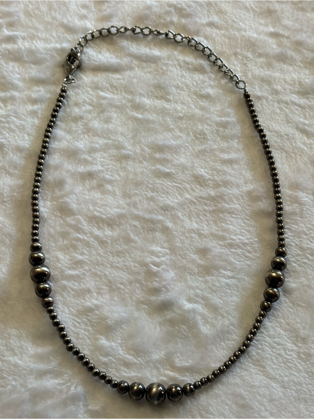 Polished Hematite Bead Necklace - Black Bead Strand